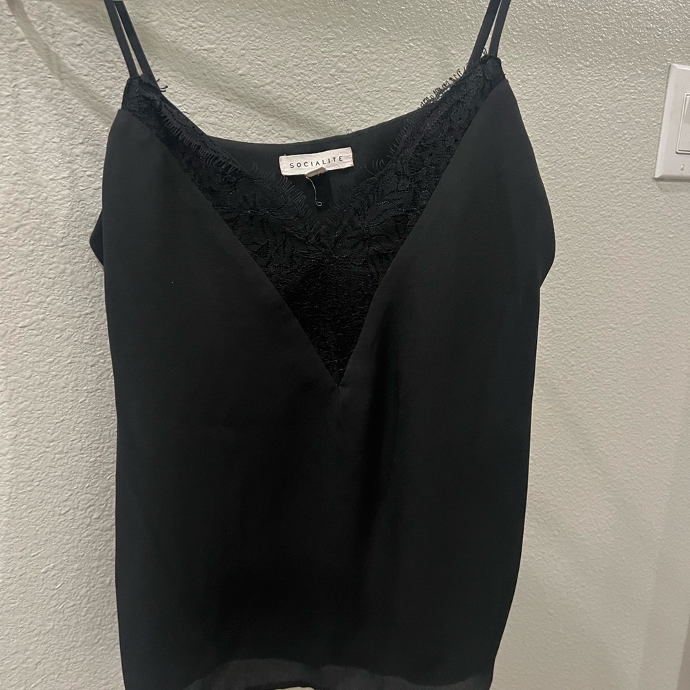Black Lace Trim Women's Top